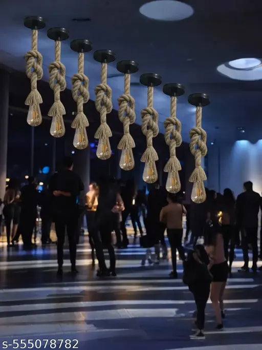 Hanging Rope Light, Decorative Light Pack of 8 Without Bulb ( Brown )- Home Decor, Fancy Light, Stylish Light,