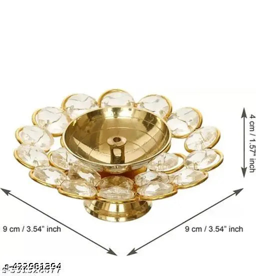 Crystal Round Akahand Diya / oil Lamp / Pooja Depak ( pack of 2)