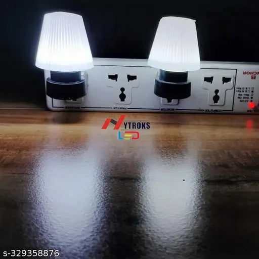 Nytroks Decorative Unique LED Night Lamp 0.5w Night Light for Bedroom Hall Dinning Room Any Space at your Home | Socket 2 Plug & Pin Jack | Multicolour | Home decor item | Energy-saving lamp | Ambient lighting Small Lamp | Color White Pack 2