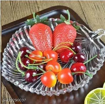 Dakshayanii Glass Ashtray Transparent Crystal Glass Leaf Shape Decorative Dish Plate Multipurpose Dry Fruits, Spice , Snacks , Sweets & Chocolate , Serving Plate for Dining Table, Office, Desk
