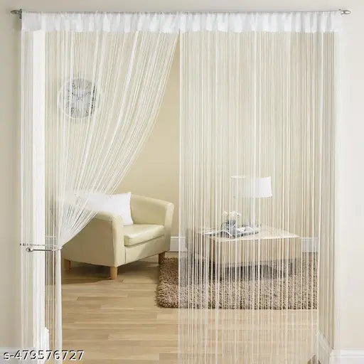 SLH Beautiful Syring Threads Polyester Door Curtain White Solid (Set of 1 piece, 4*7 feet)
