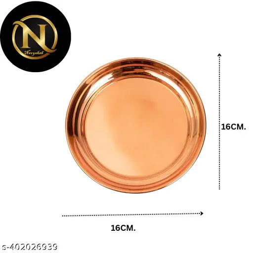 NAVYAKSH Small Size Copper Plates for Puja With free Haridwar Brahmkund Gangajal (60ml)