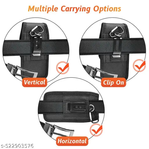 Phone Holster for Men, Belt Clip Pouch, for Mobiles up to 6.8”, Nylon Cell Phone Holster, Mobile Card Holder Case (XXL, Black)
