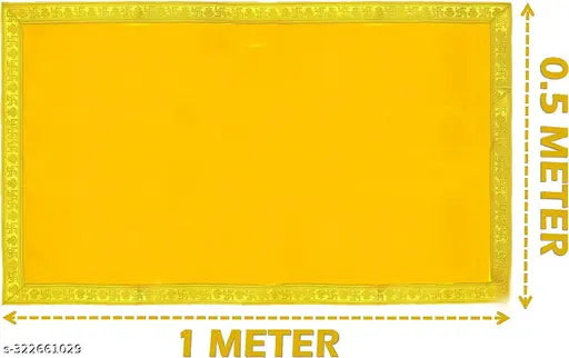 Shree Astik (Size: 1/2 Meter) Big Large Yellow Plain Velvet Pooja Aasan Cloth/Chowki Aasan Kapda Mat for Puja Table, Puja Home Mandir and Temple (0.5 Meter)
