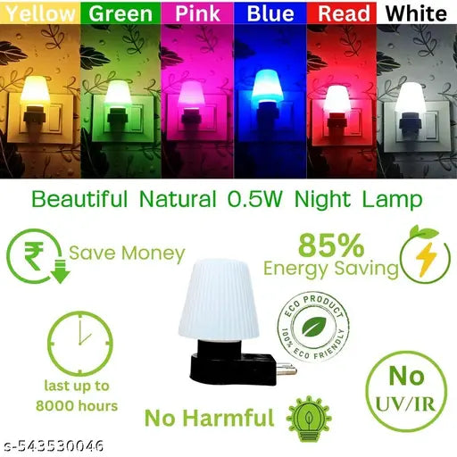 Umbrella Shape Night Lamp 0.5W Home Decor Room Light For Bedroom With 2 Pin Jack (Set of -6)