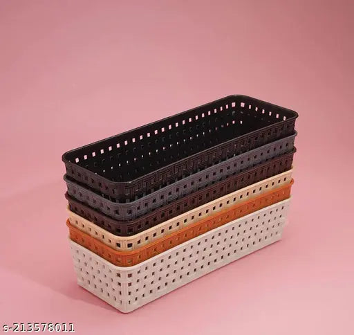 6 Multipurpose Desk Organizer/ Tray Office Drawer Dividers Storage /Craft Basket Rack Multicolor (Dimensions = 23.2 cm x 8.5 cm x 5 cm)