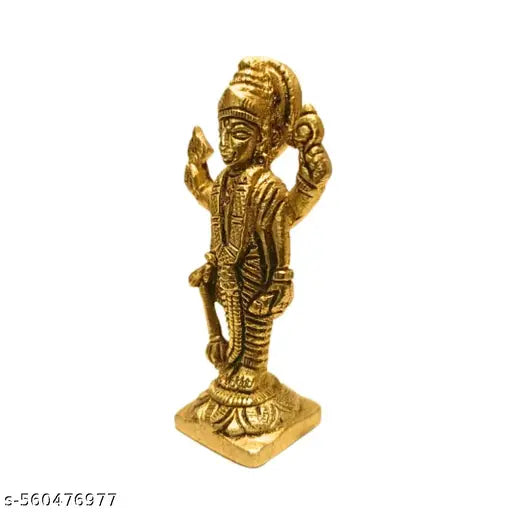 Sacred Brass Vishnu Idol for Home Temple | Hindu Bhagwan Statue | Mandir Pooja Decorative Gift Item
