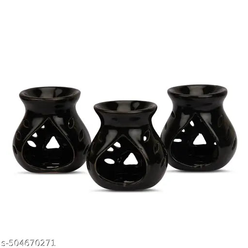 Set of 3 Midnight Black Elegant Tealight diffusers
