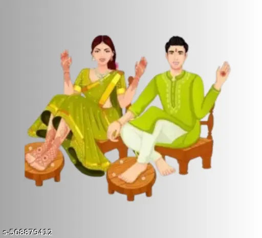 Mehndi Platter Wedding Decoration Artificial Flower Mehndi Tray Wood Jute (1 Pieces, Mehndi)