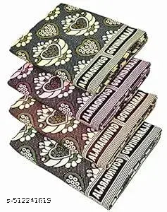 NISSI Govindaraja Blanket Multicolour 100% Cotton Floral/Solapur bedsheet /Chennimalai Bedsheet Size : 60" X 90" (5' x 7.5'Feet) (Pattern May Vary) Pack of 4