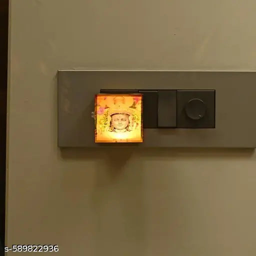 1st Time Electric Wooden Kapoor Dani with Shri Ram Lala Ji Design | Plug-in Kapur Burner with Night Light | Spiritual  Diffuser for Mandir, Home & Gift | Size: 5.5 X 7.5 X 5.5 Cm