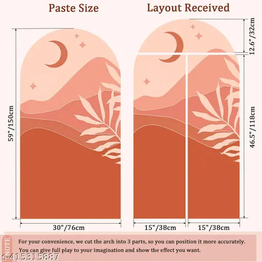 Shree Decor Boho Theme Multicolor Floral Mountain Wall Stickers for Bedrooms, Living Rooms and More, Assorted Scenes