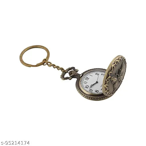 Trendy Men Gold Metal Pocket Watch Keychain (Pack-1)