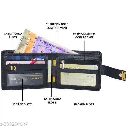 Strong Horns Men Casual, Formal, Travel, Trendy Black Artificial Leather RFID Wallet  (10 Card Slots)
