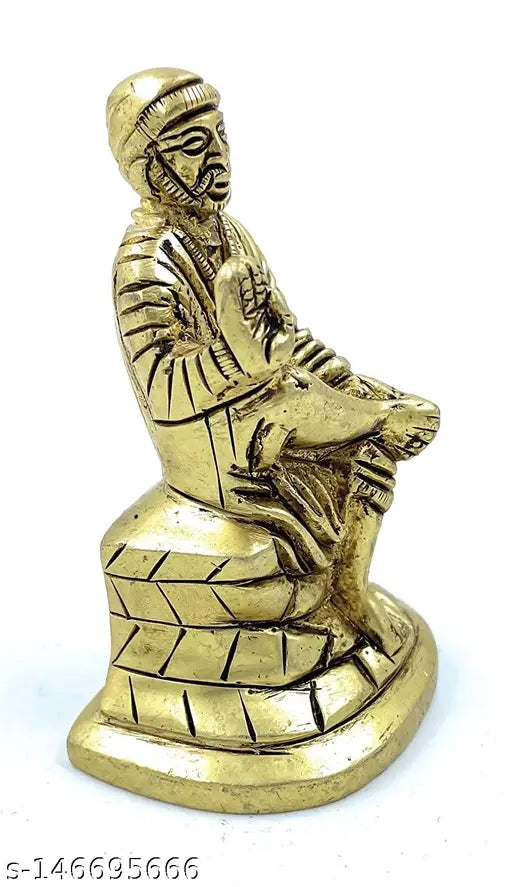 Achleshwar Pure Ashtadhatu Sai Idol/Shridi wale Sai Baba in Sitting Position|Office||Home||Temple||Gift|Handcarved Superfine Finish Lacquer Coated