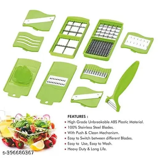 12 in 1 Nicer dicer Vegetable & Fruit Chopper (1unit of nicer dicer with 12 blades) Vegetable & Fruit Slicer Vegetable & Fruit Grater & Slicer  (1 chopper, 1 peeler)
