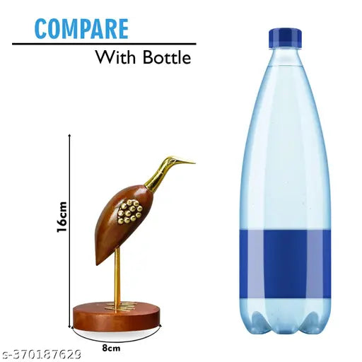 KAPER Brass and Wooden Swan Showpiece Sclupture Collectibles Set of 2 for Living Room Home Decoration table and Gifts (6.2 x 4.2 Inches)