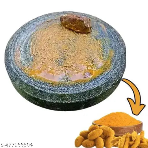 Turmeric Grinding Mortar Stone Rubbing Stone Small size / Sandalwood (16 x 16 x 4 cm)- Pack of 1  turmeric grinding stone is a natural rubbing stone made used for Rubbing herbs, spices, sandal chandan