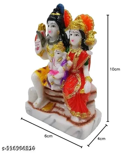 Shiv Parivar Murti | Shiv Parvati Ganesh God Shiva Idol | Mahadev Family Statue Vastu Pooja Gift Item Home Mandir Standard Multicolour shiv parivar