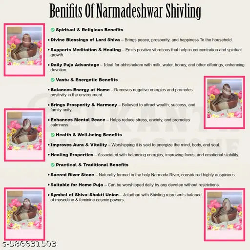 Narmadeshwar Shivling Idol | Stone 1.5 Inch Shivling with 3 Inch Base | Handmade Puja Idol | Lord Shiva Statue | Mandir Decor Gift | Religious & Spiritual Home Temple Decoration