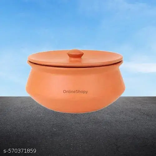 Terracotta Clay Pot with Lid for Curd, Yogurt Bowl | Mitti Dahi Handi, Earthenware, Brown (500 ML)