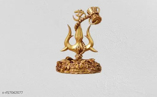 DARIDRA BHANJAN Lord Shiva Trishul with Damru for Car Dashboard | Sacred Polyresin Idol | Spiritual Decor