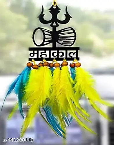 Sioncet created Mahak For car hanger, Yellow and Blue color dream catcher, hand made iteam, ( Pack of One )