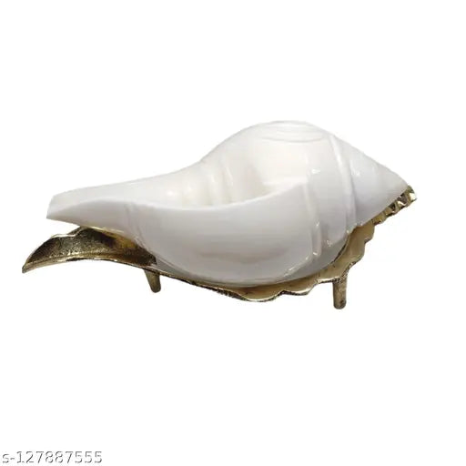Divine Bazaar Brass  Shankh Stand With Shankh combo set,Jal Shank, White Shankh With Brass Stand,