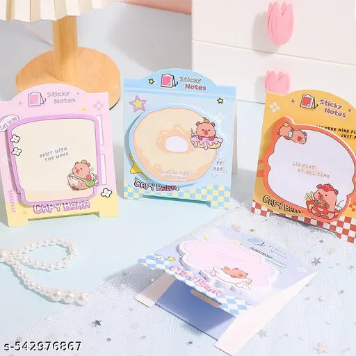 Cute Capybara Sticky Notes Set | Colorful Page 3D Sticky Notes 60 Sheets | Unique Design with Paper for Organized Note-Taking, Reminders, and Creative Ideas (Multi Color)