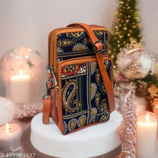 Mas navi Blue Sling Bag For Carry Mobile Design for Women & Girl