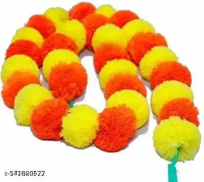 Artificial Marigold Fluffy Flowers for Door, Well Hanging, Wedding, Diwali, Pooja Ghar Decoration( 5 Ft. , Pack of 10