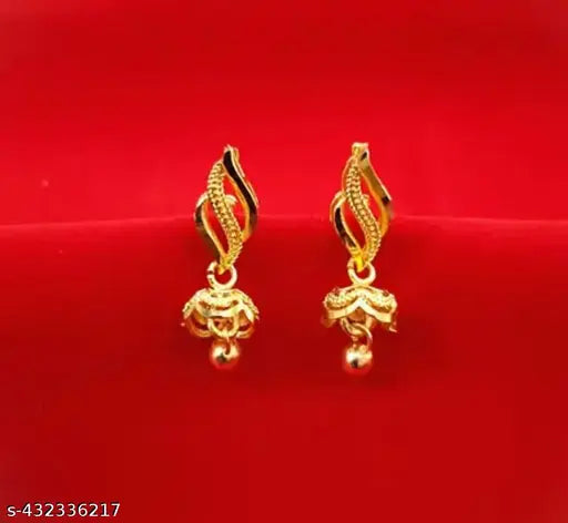 Long Ear Chain Jhumki Jhumka Earrings for Women Girls Traditional Temple 1 One Gram Gold fashion South Indian Screw Back kanoti Meenakari Hair Peacock Jhumkas Combo stylish golden