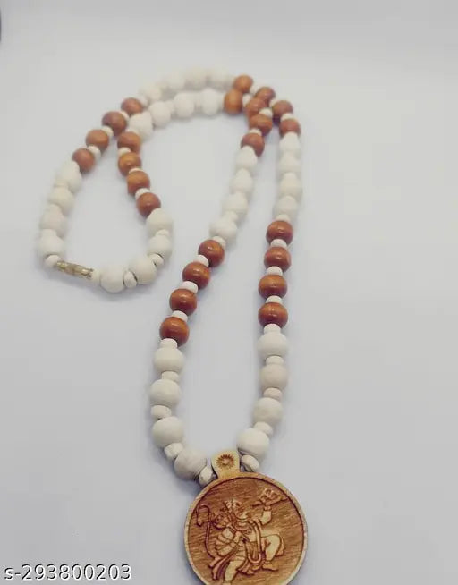 Hanuman Ji Wooden Locke Original Round Shape Beaded Tulsi Mala