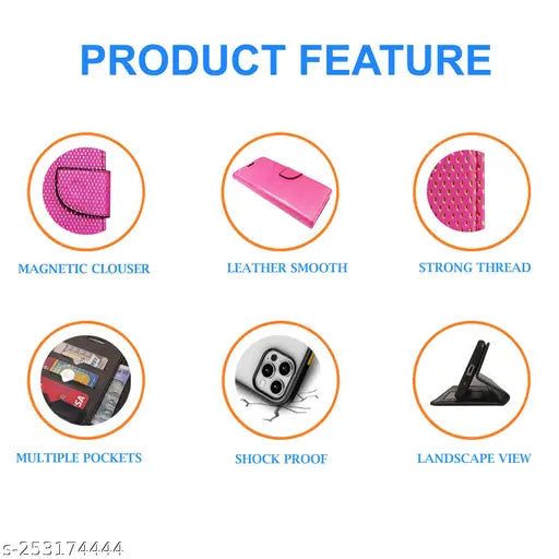 AD Enterprises Net Pink Flip Cover for Vivo Y16| Leather Finish|Shock Proof|Magnetic Clouser Compatible with Vivo Y16(Pink)