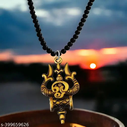 M Men Style Tamil Om TrishulFor Good Health And Wealth Bronze And Black Crystal, Metal Car Rearview Mirror Charm Car Dangler Ornament, Accessories, Gift