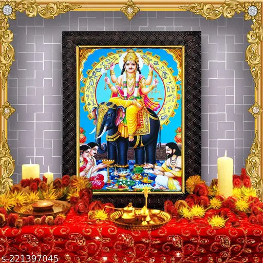 Hawai Lord Viswakarma Wall Hanging Designer Photo Frame for Home Office Business Place 36x26cm SFDI248BLKFRM
