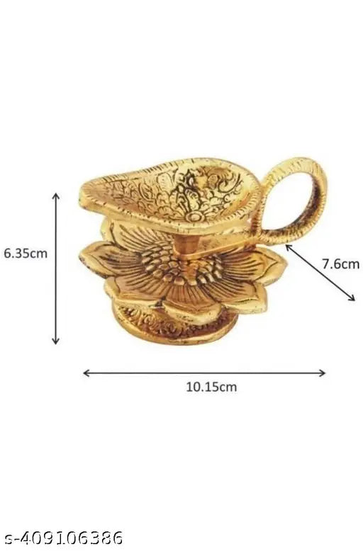 Metal gold plated Chirag Diya Showpiece For Pooja, Home and Office Decorative Diya Showpiece For Table Decoration & Diwali Pujan