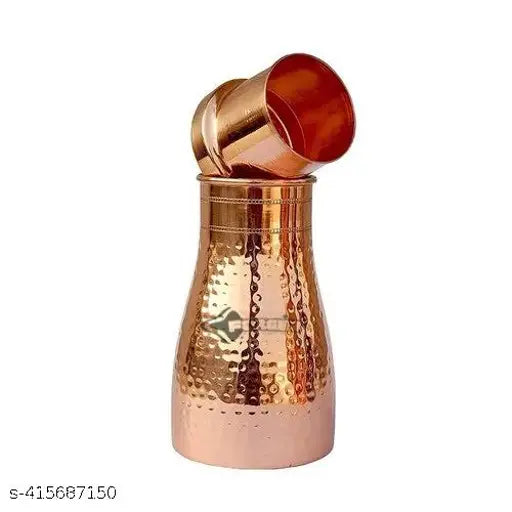 Forgex Copper Water Bottle With Inbuilt Glass For Bedroom 1000 ML Capacity M11