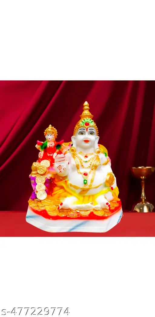 > “Kuber Lakshmi Ji Idol 10 cm | Marble Look Decorative Murti for Home Temple | Wealth Goddess Showpiece | Diwali Pooja Gift | Festival Home Decor Item”