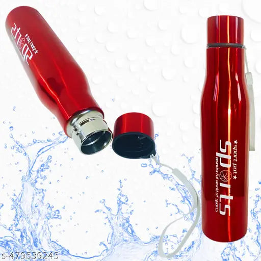 Stylish Red Stainless Steel Sports Water Bottle - 1 Litre, Lightweight & Durable