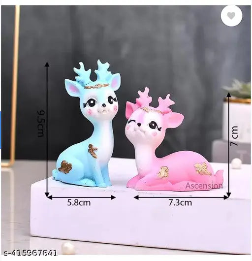 Animal Statue Gifts Crafts for Living Room Bedroom Cafe Blue Pink Home and Garden | Home Decor | Figurines Resin Figurine (Set Of 2)