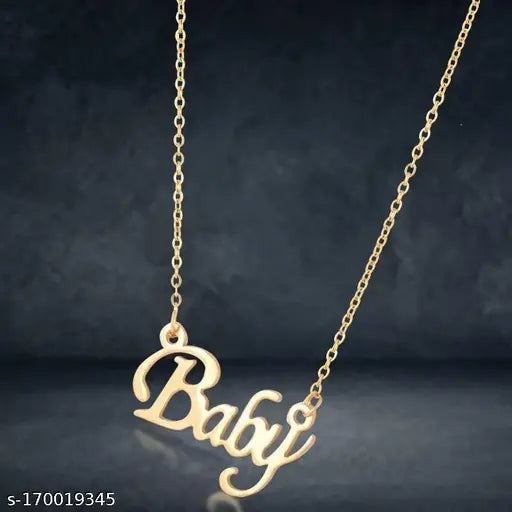 Baby Name Letter Locket Necklace Chain For Boyfriend girlfriend Brass, Copper, Gold-plated Steel, Stainless Steel Pendants & Lockets