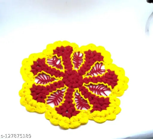 S.K.KART Beautiful Multicolor Woolen/puja Thali cover/basket Cover/thalposh decor/temple rumal/Home decor