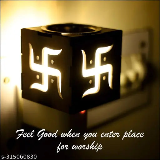 Gojeeva Kapoor Dani Electrical Camphor Diffuser Wooden with On/Off Switch to Toggle Between Diffuser/Kapoor Dani and Night Lamp_D38