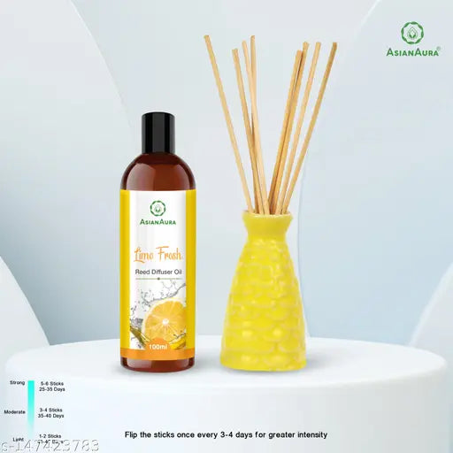 Homecraft Reed Diffuser with Ceramic Pot - Lime Fresh - Home Fragrances - Risk-Free - Easy to use - 100mlReed Diffusers, Oils & Accessories