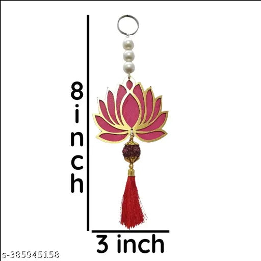 The ArtBlleZon Handicraft Lotus and Rudraksh Hangings for Decoration, Diwali Decor, Wedding and Temple Décor, All Festival Decor/showpiece for Home Décor (Pack of 12 pieces) Wall Decor & Hangings