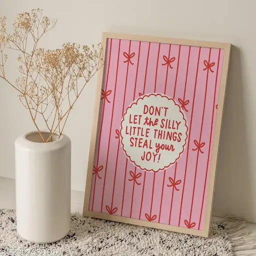 BOSSICA Poster Motivational Painting Pink  Aesthetic Positive Quote Framed Painting for Home and Office Wall Decor Aesthetic Wall Painting with Frame for Living Room Aesthetic Bed Room ( 21x30cm)