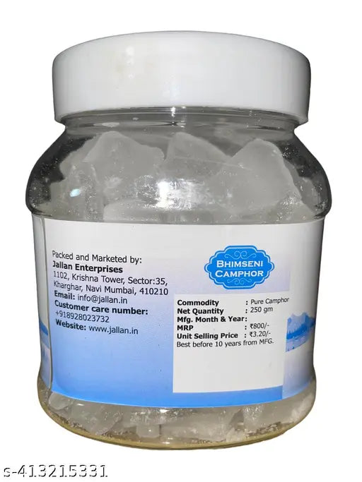 Jallan Pure Natural Bhimseni Camphor 500gm (250x2)| Origical Bhimseni Kapoor