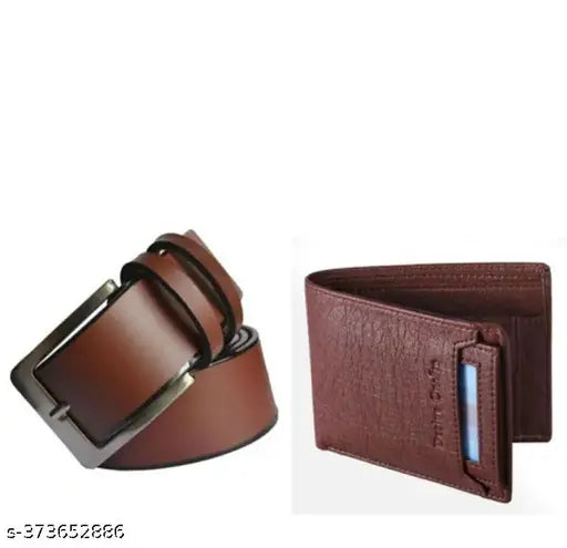 Wallet and Belt Combo Gift Set for Men - Classic Brown Leather Wallet and Leather Belt Combo