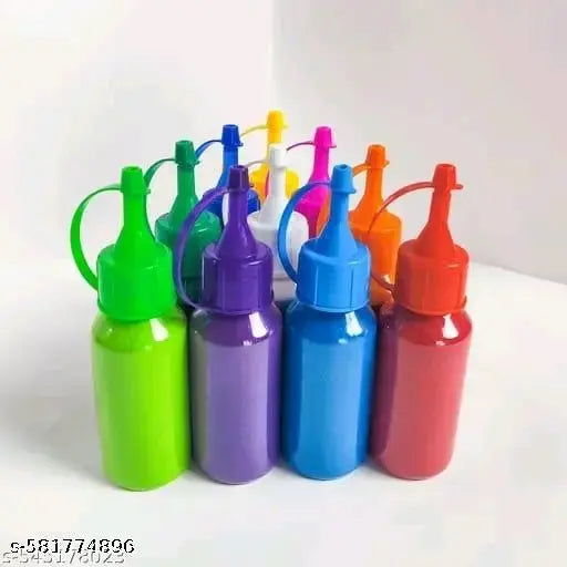 Rangoli Colours Powder Bottles for Floor Decorations - Pack of 10 Rangoli Powder Bottles Used for Decoration of Diwali, Navaratri,Pongal, Puja Mandir and Festival (D)